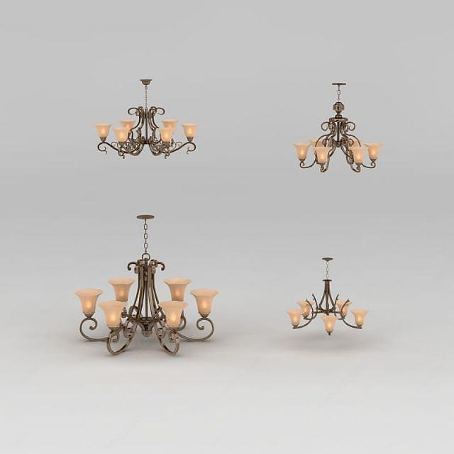 经典美式纯铜吊灯3D模型