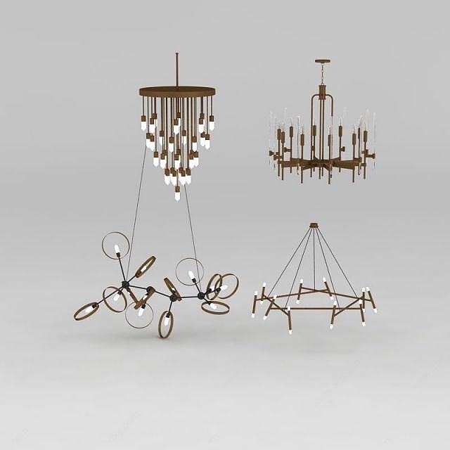 北欧个性创意吊灯组合3D模型