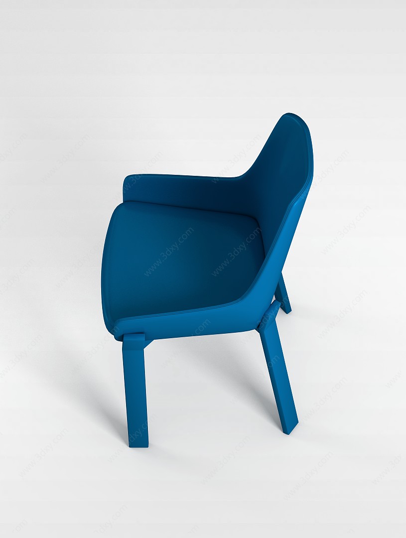 北欧蓝色实木椅子3D模型