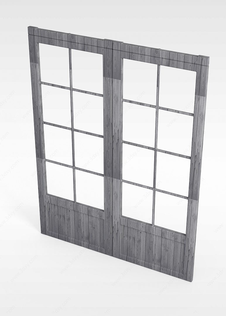 中式实木门窗3D模型