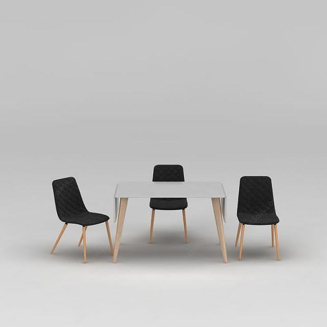 后现代实木餐厅桌椅3D模型