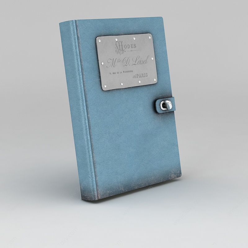 蓝色锁扣记事本3D模型