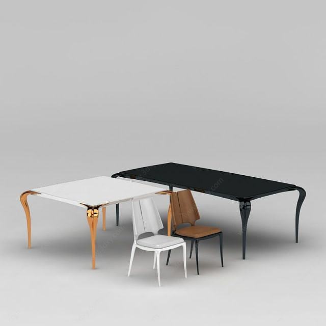 时尚简欧餐桌椅组合3D模型
