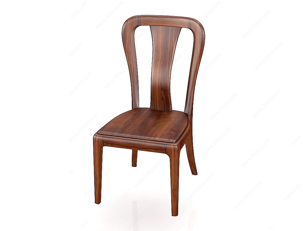 中式全实木餐椅3D模型