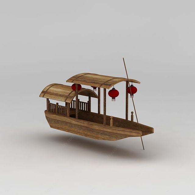 挂灯笼古代游船3D模型