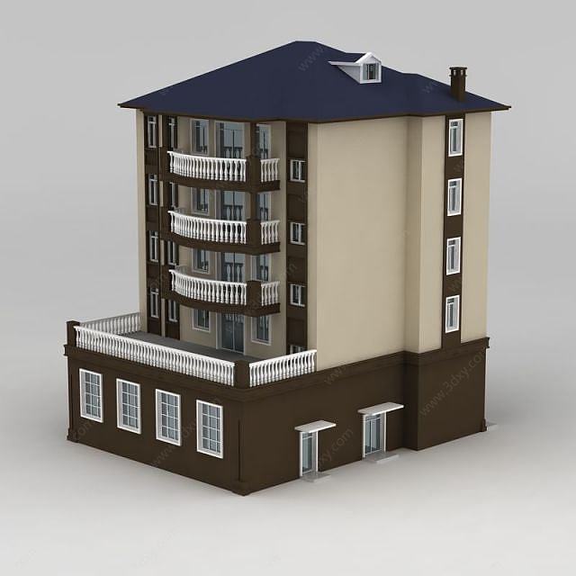 欧式四层别墅3D模型