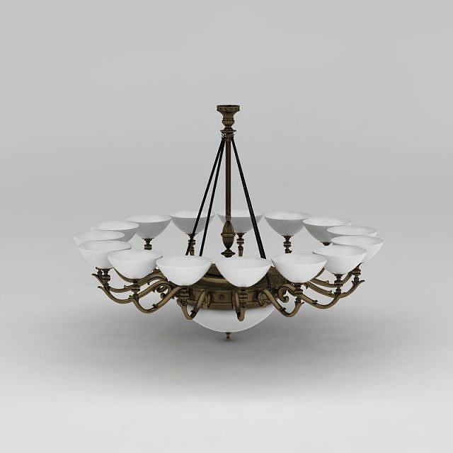 古典美式客厅吊灯3D模型