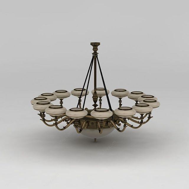 美式古典纯铜吊灯3D模型