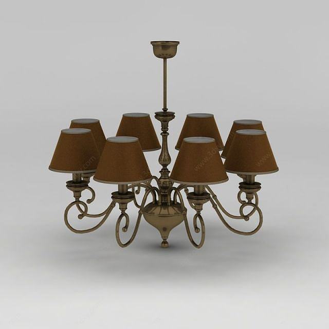 客厅全铜八头吊灯3D模型