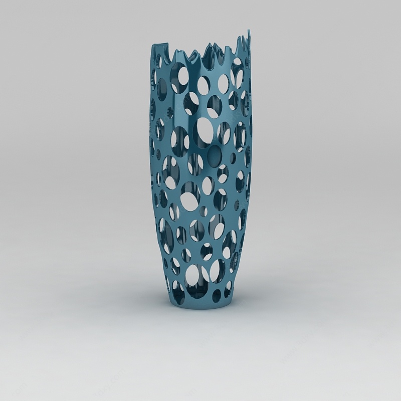 现代蓝色创意镂空花瓶3D模型