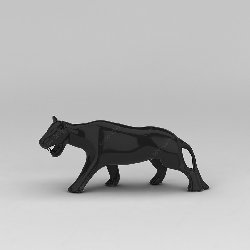 黑色豹子工艺品摆件3D模型