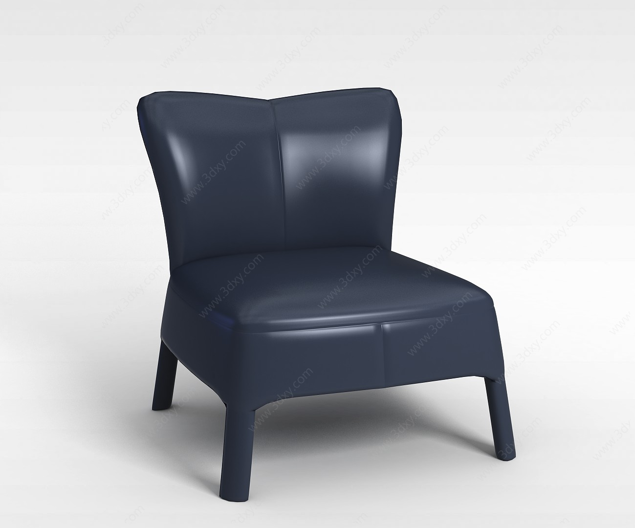 藏蓝色真皮沙发椅3D模型