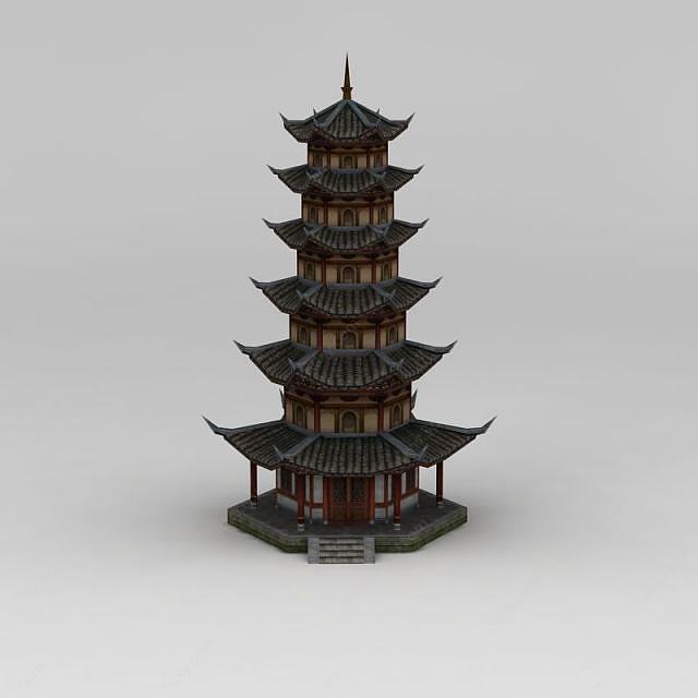 中国古代塔楼3D模型