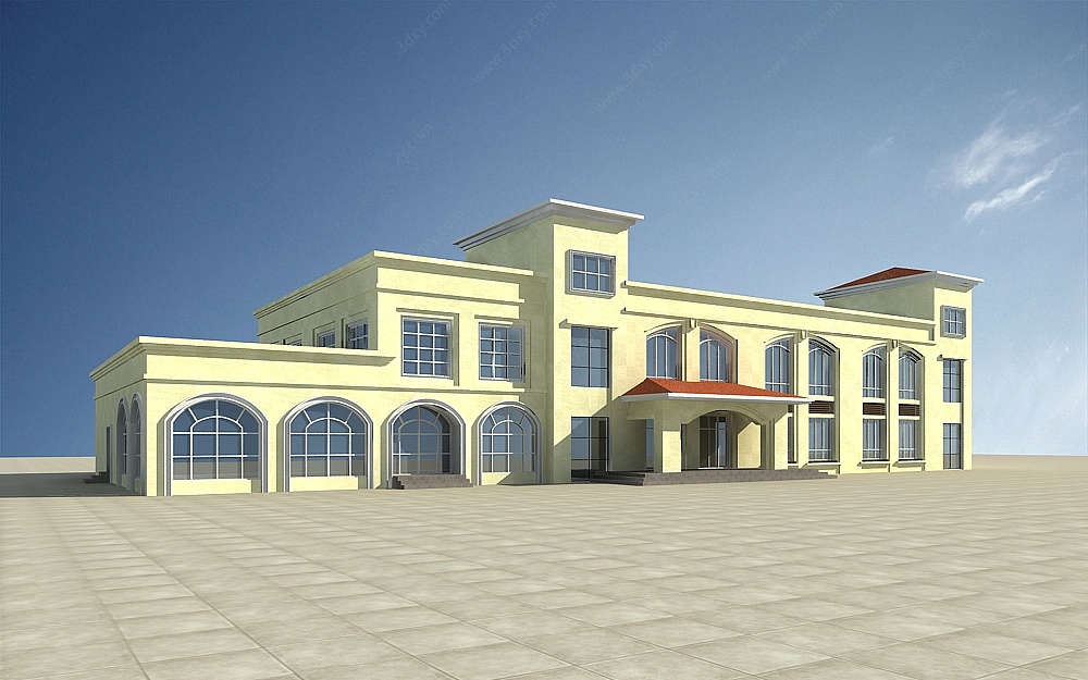 欧式度假酒店建筑3D模型