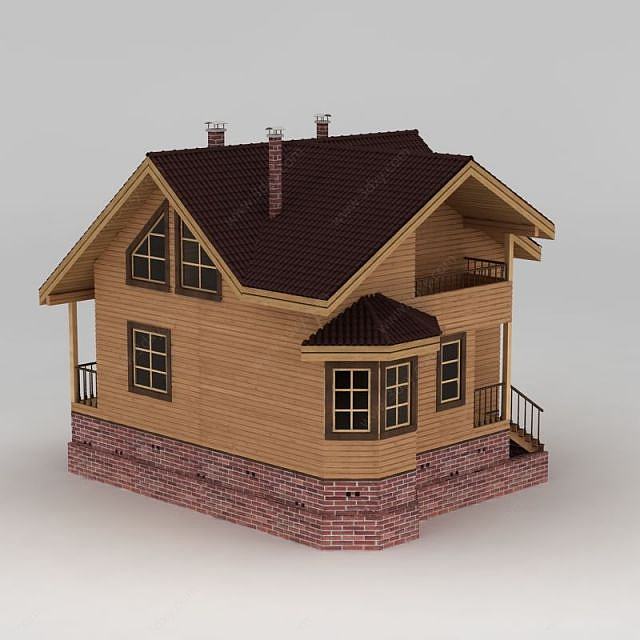 美式 风格木屋3D模型