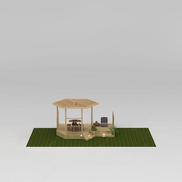 木制庭院花园3D模型