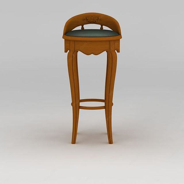 木质吧台椅3D模型