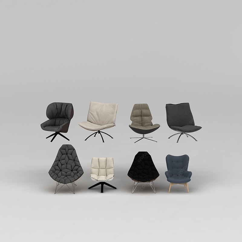 商务休闲沙发椅组合3D模型