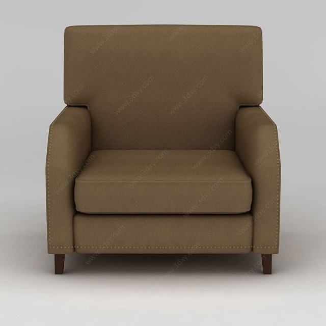 简约铆钉单人沙发3D模型
