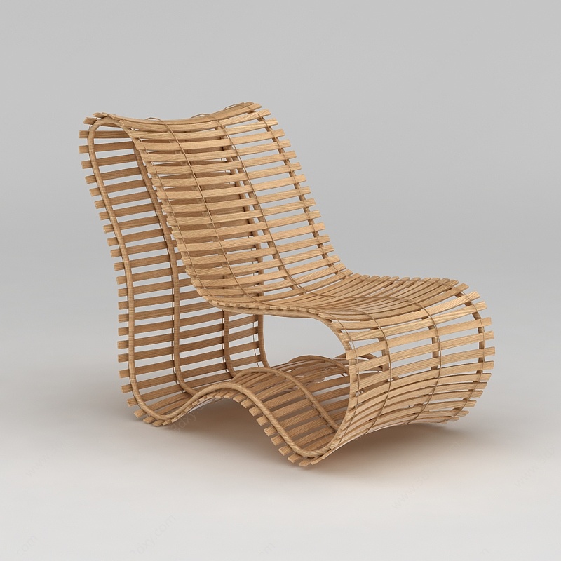创意田园风藤编椅子3D模型
