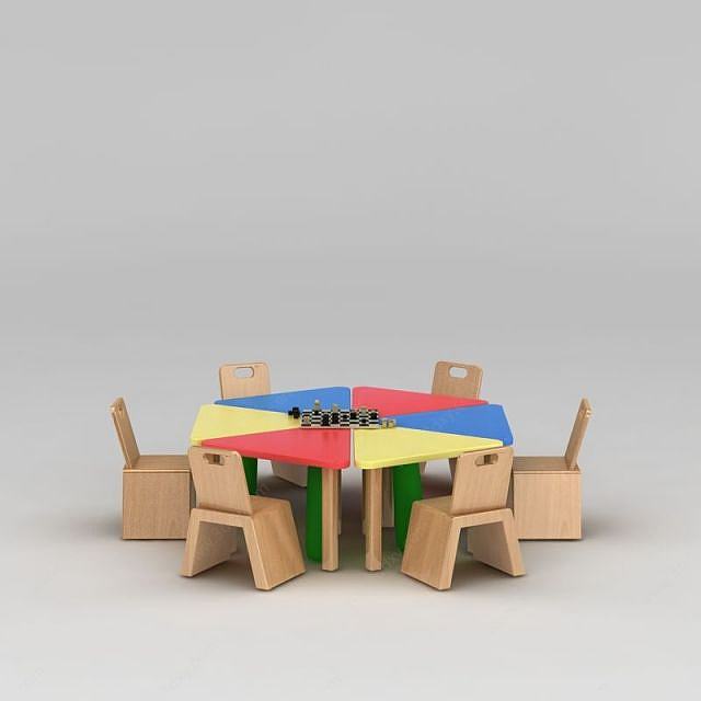 儿童手工课桌椅3D模型
