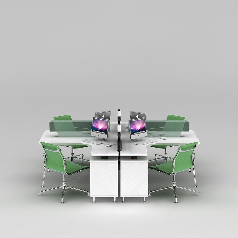 员工办公桌椅3D模型