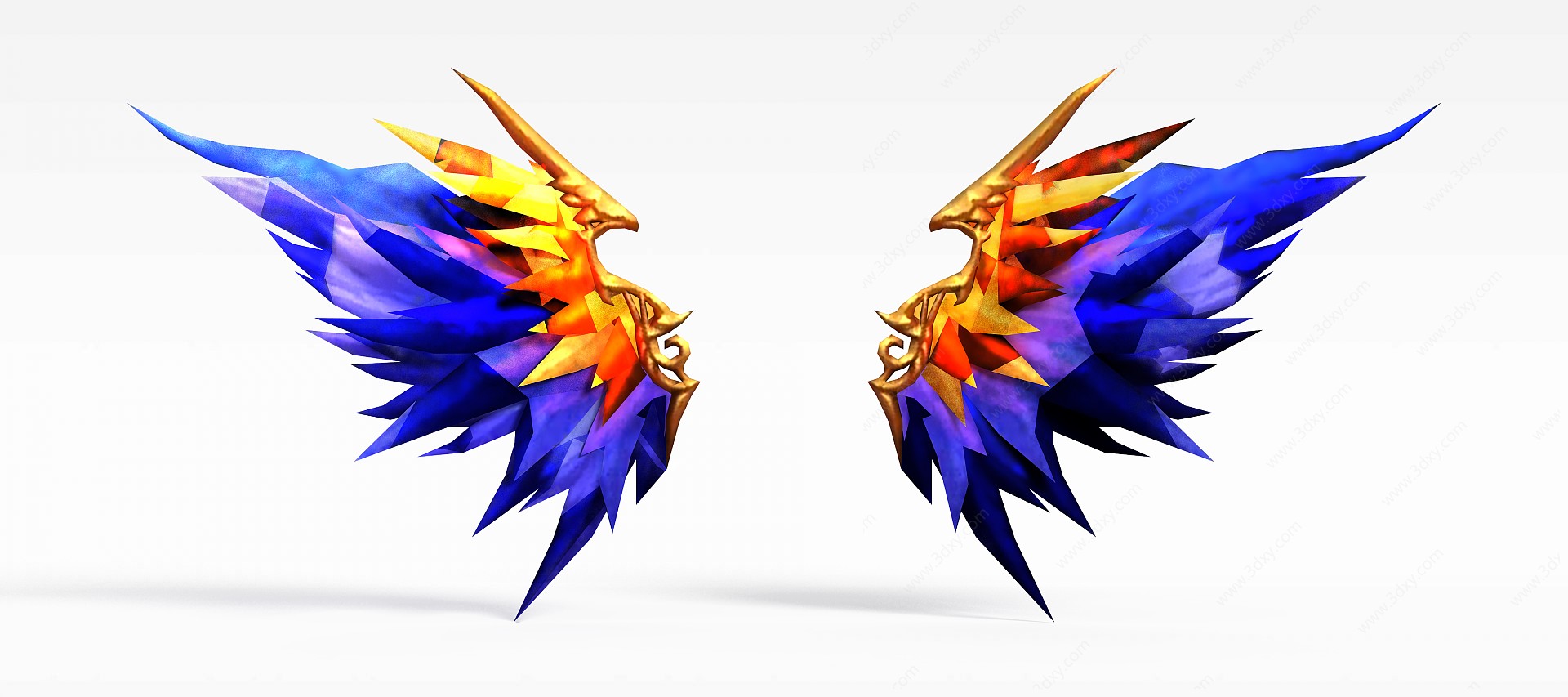 游戏高级装备蓝色水晶翅膀3D模型