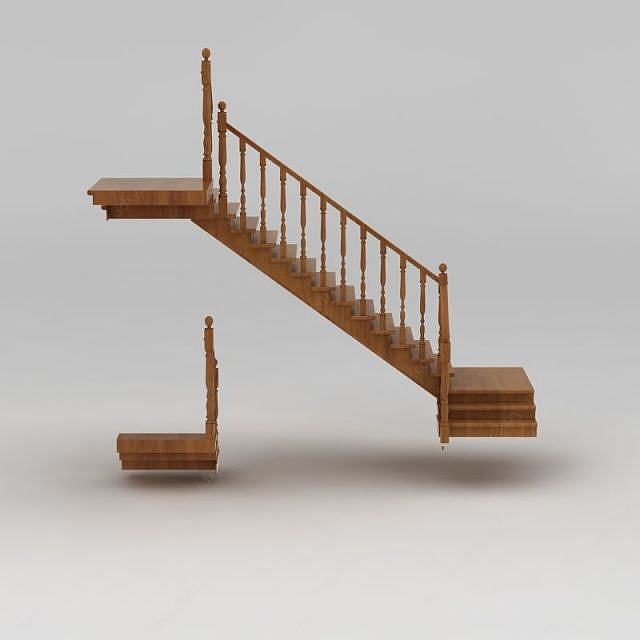 别墅实木楼梯3D模型