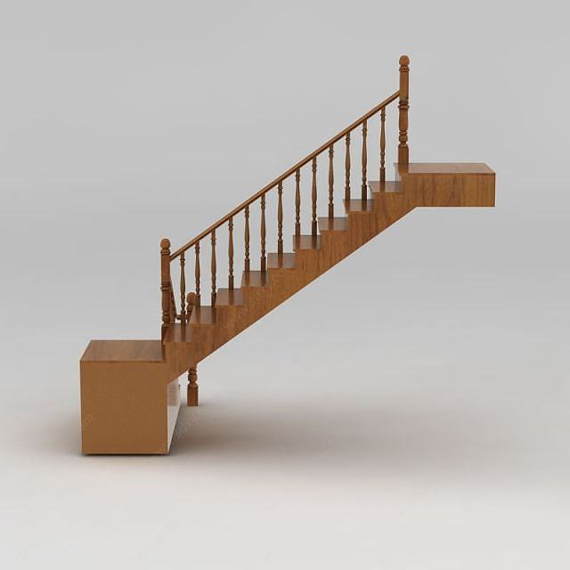 实木转角楼梯3D模型
