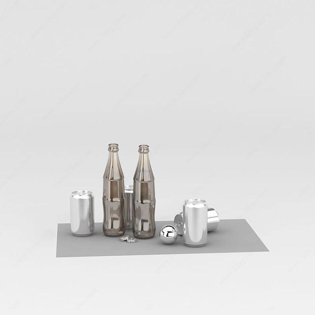 玻璃瓶易拉罐3D模型