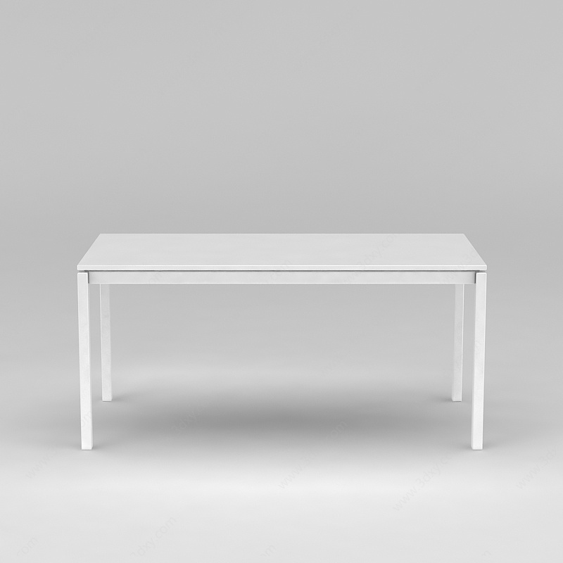 白色简约长方形桌子3D模型