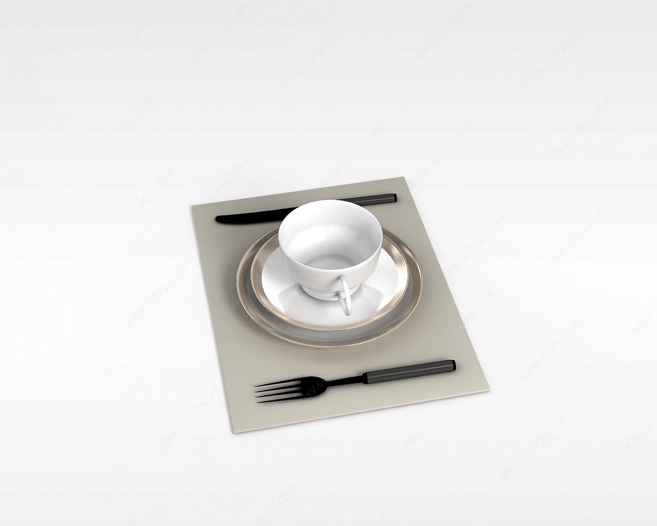咖啡杯刀叉餐具3D模型