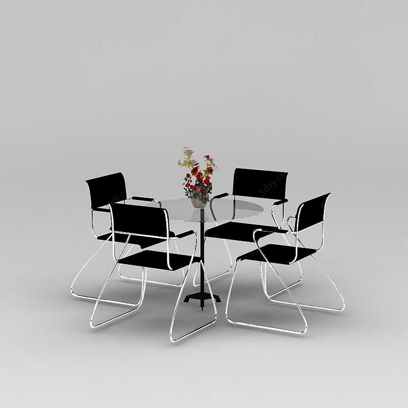 休闲4人桌椅3D模型