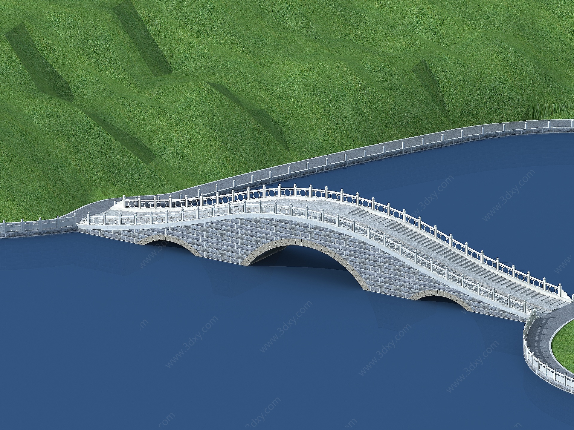 三孔石拱桥3D模型