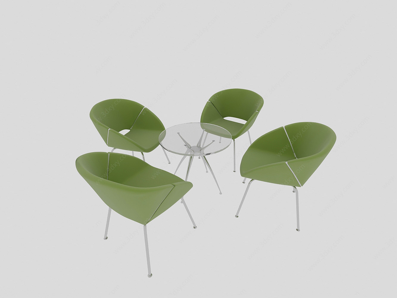 休息室绿色桌椅3D模型