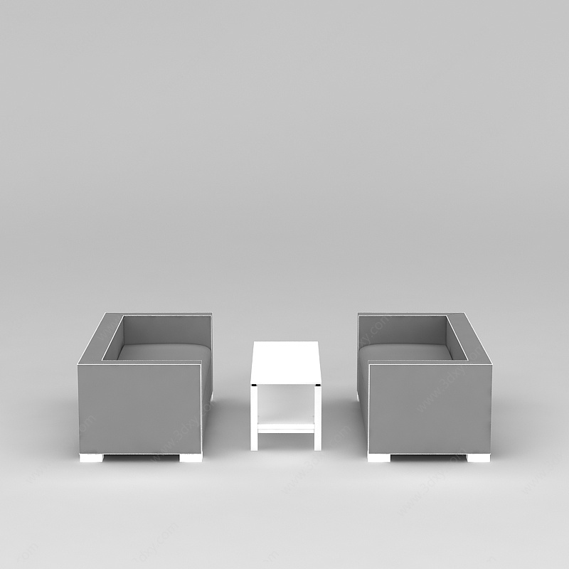 简约灰色沙发茶几3D模型