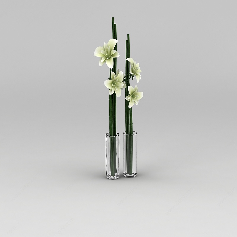 玻璃瓶花卉绿植3D模型