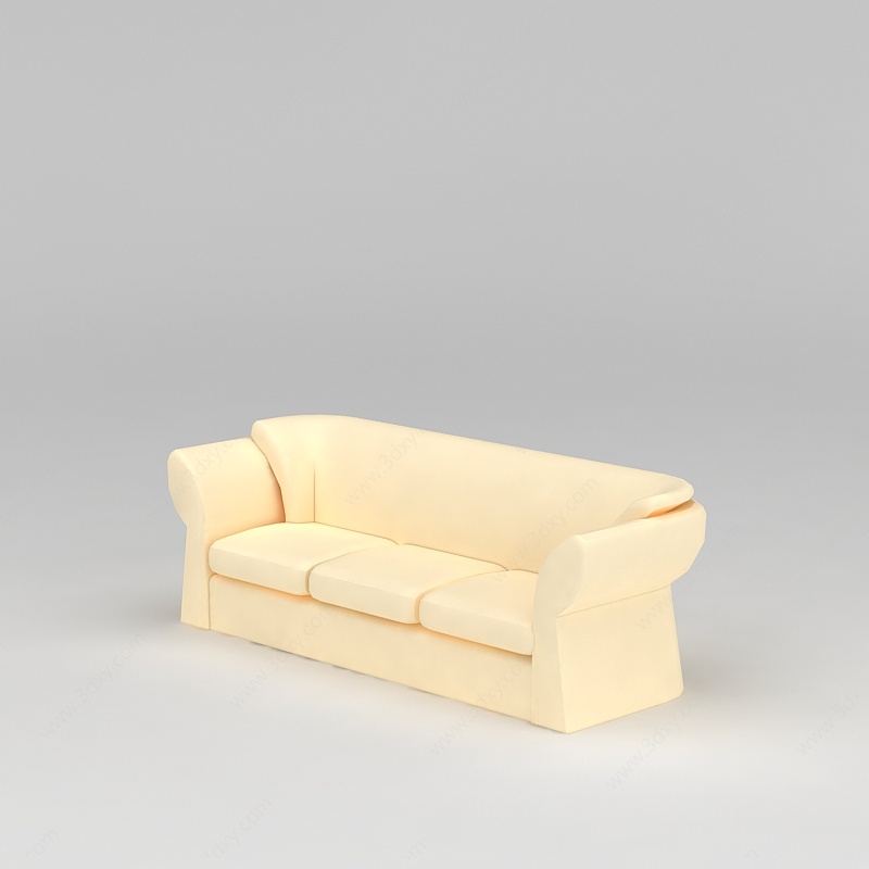 米黄色多人沙发3D模型
