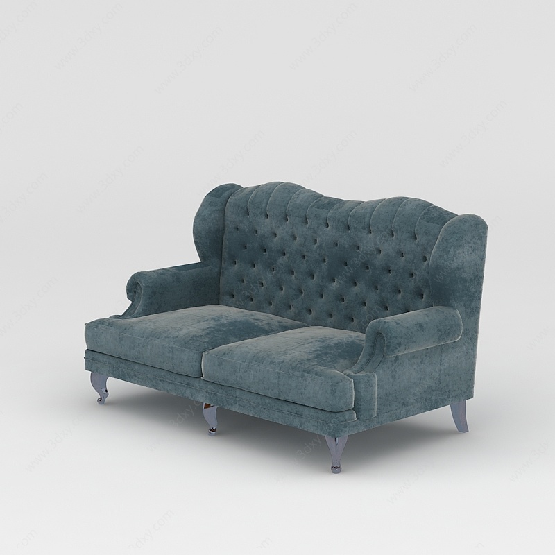 欧式复古蓝沙发3D模型