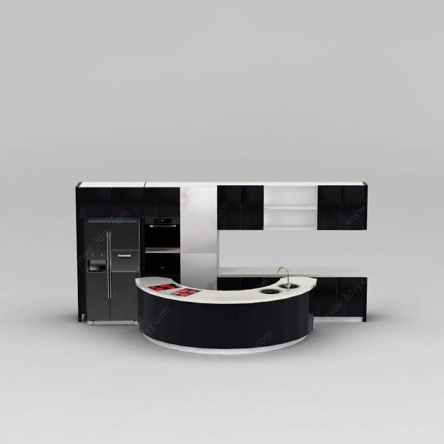厨房橱柜岛台组合3D模型