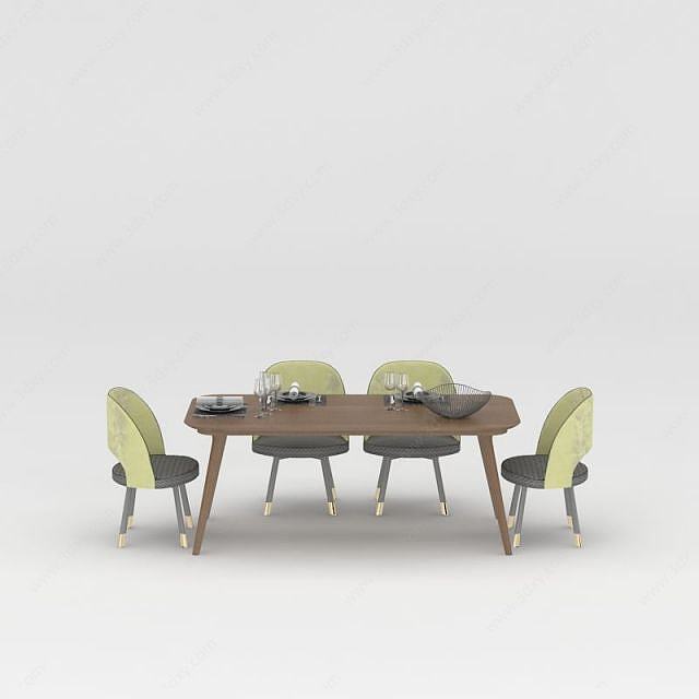 时尚北欧餐桌椅3D模型