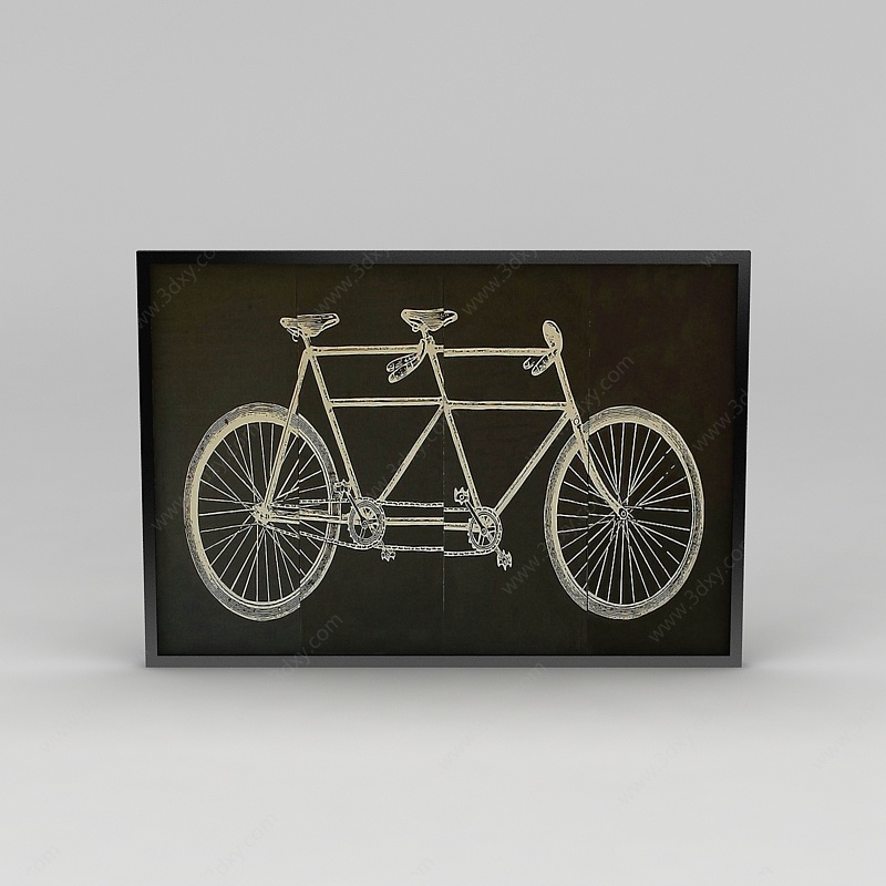 时尚墙壁自行车挂画3D模型