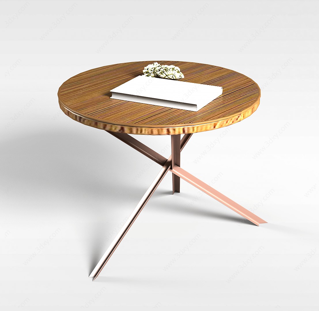实木休闲小圆桌3D模型