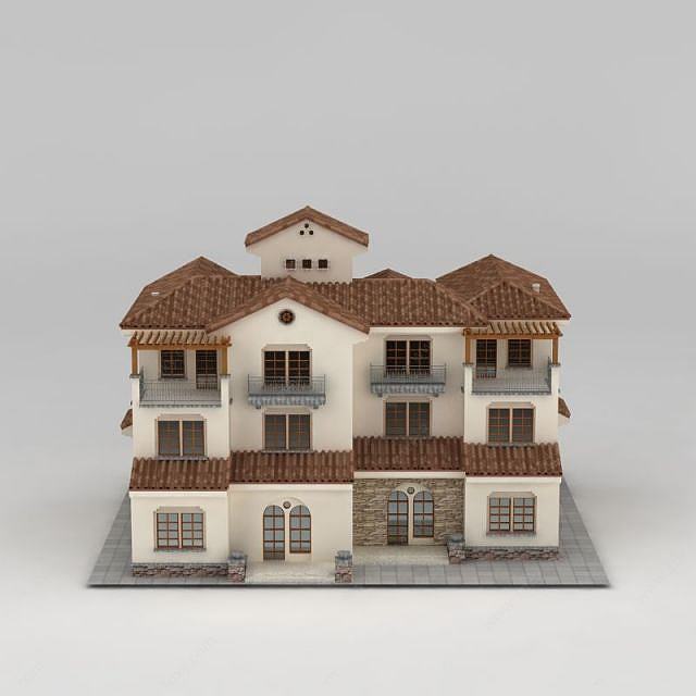 欧式三层别墅3D模型