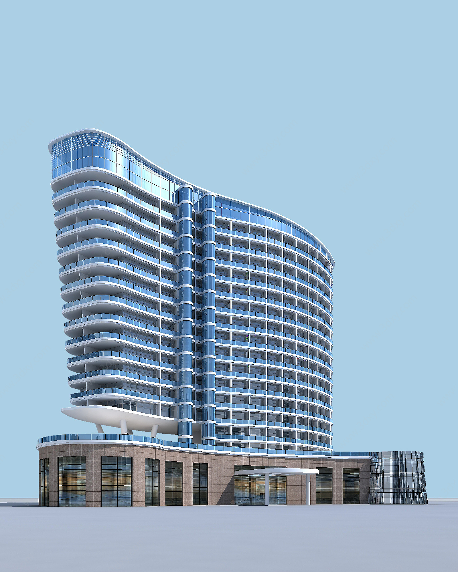 现代五星级酒店饭店3D模型
