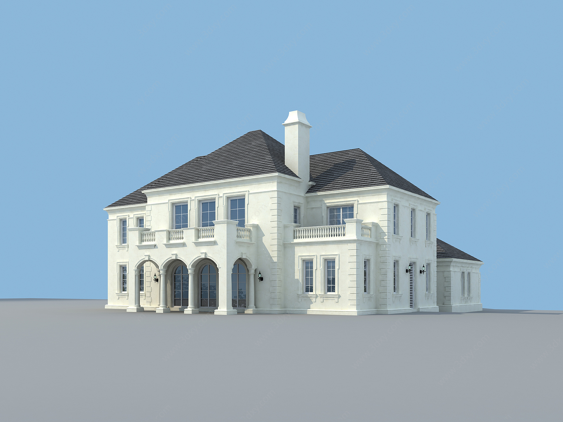 e户型别墅3D模型