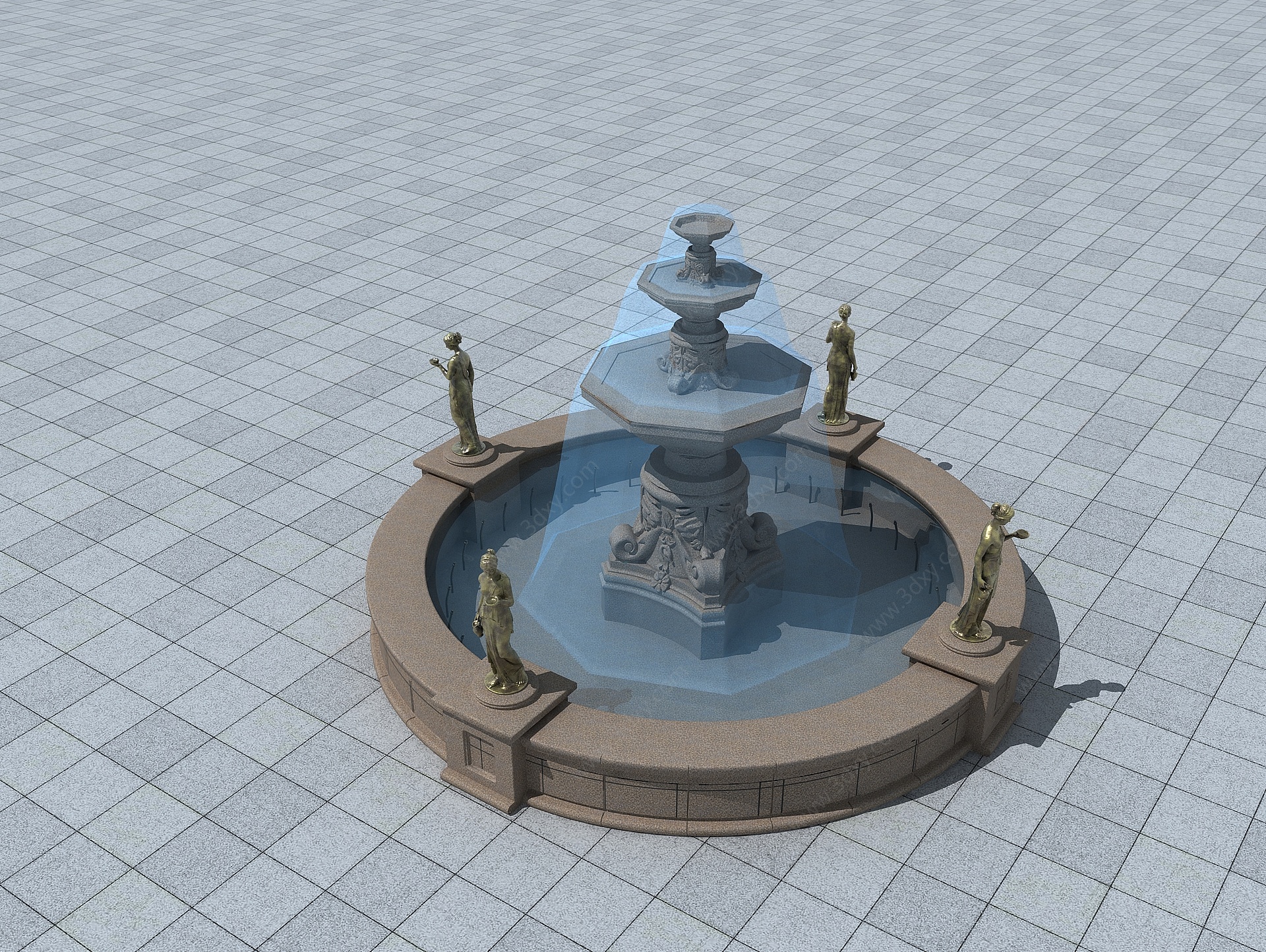 欧式广场小喷泉3D模型