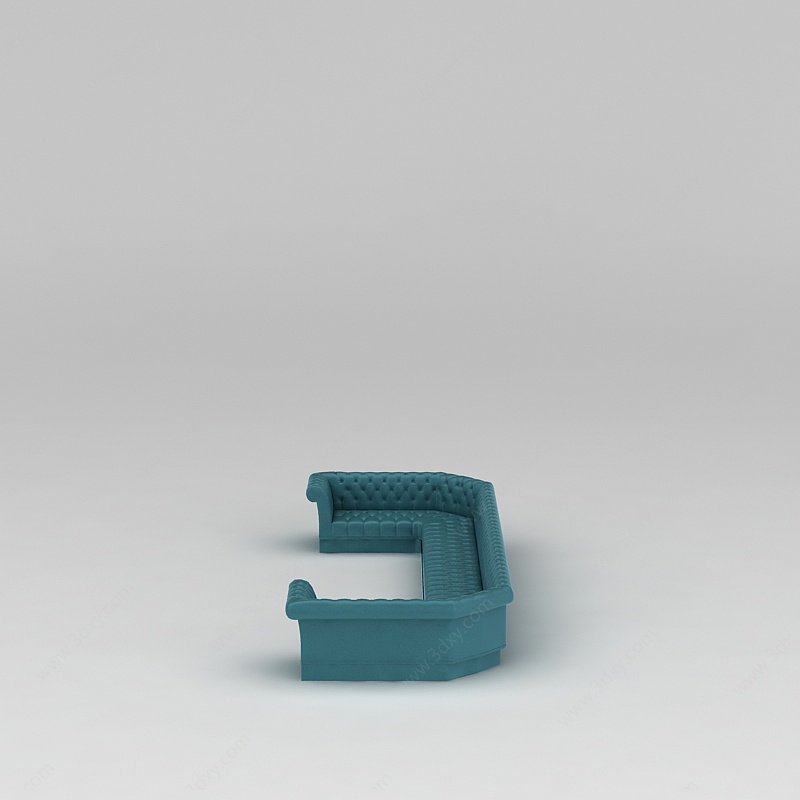 美式蓝色U型沙发3D模型