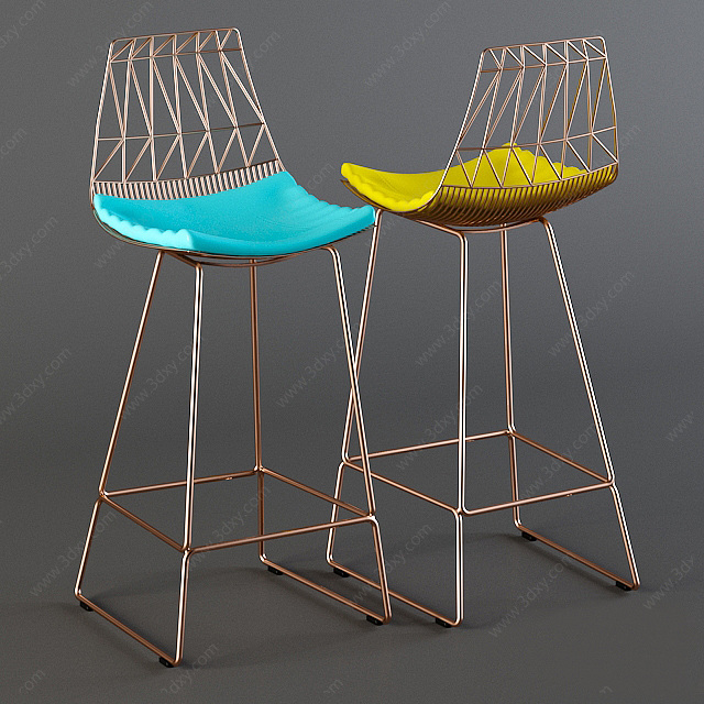 现代时尚铁艺吧椅3D模型