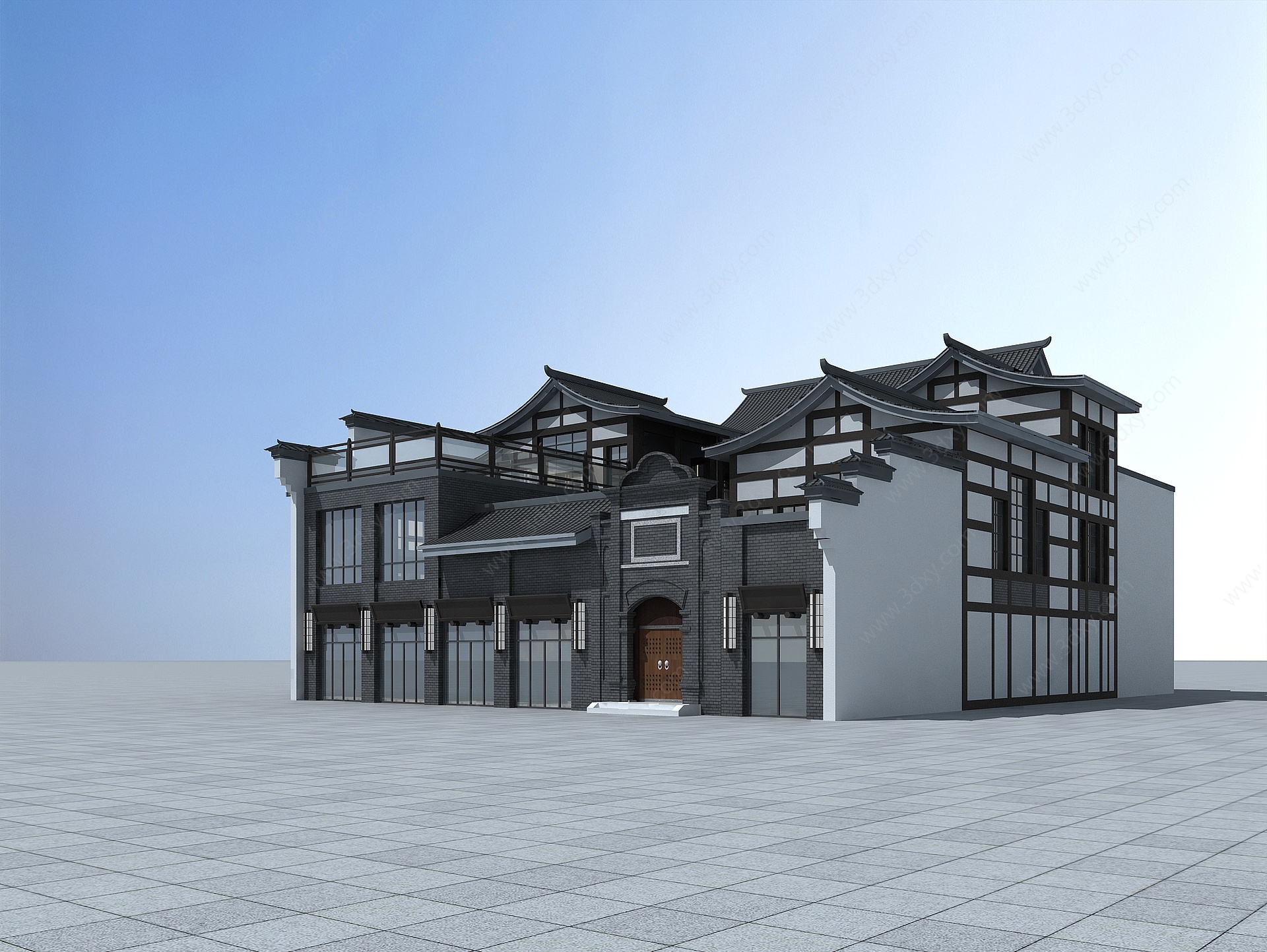 中式商业建筑3D模型